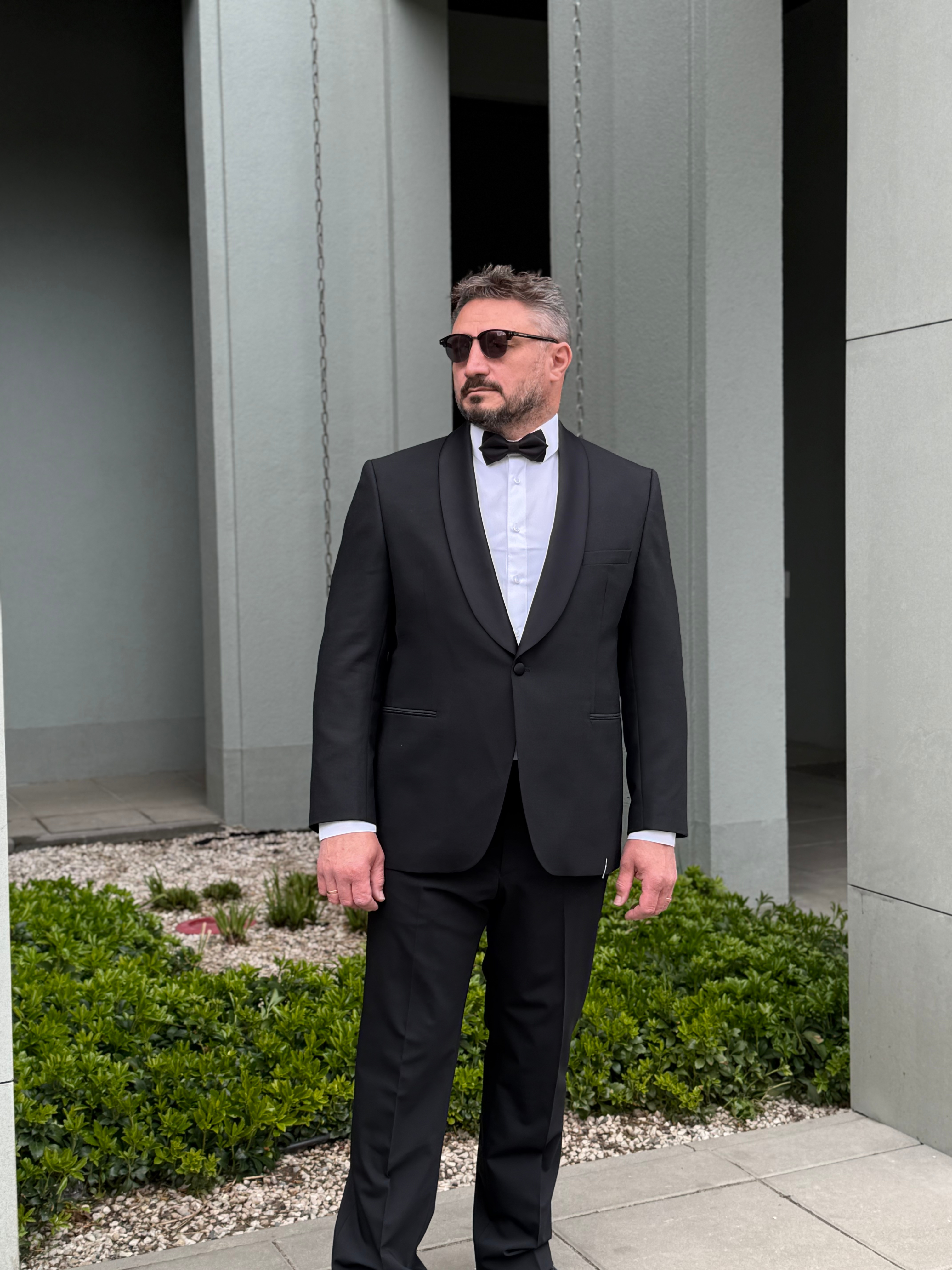 Czarny smoking 100% wełna