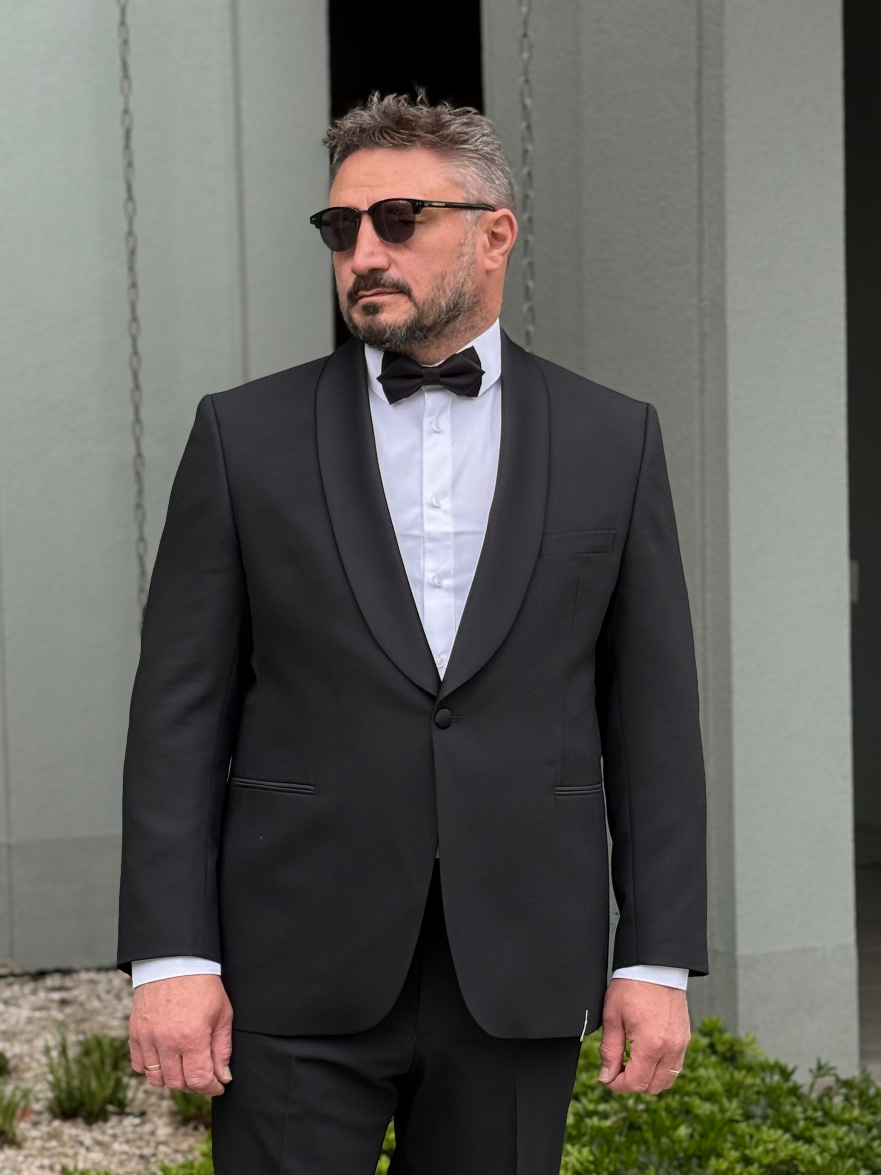 Czarny smoking 100% wełna