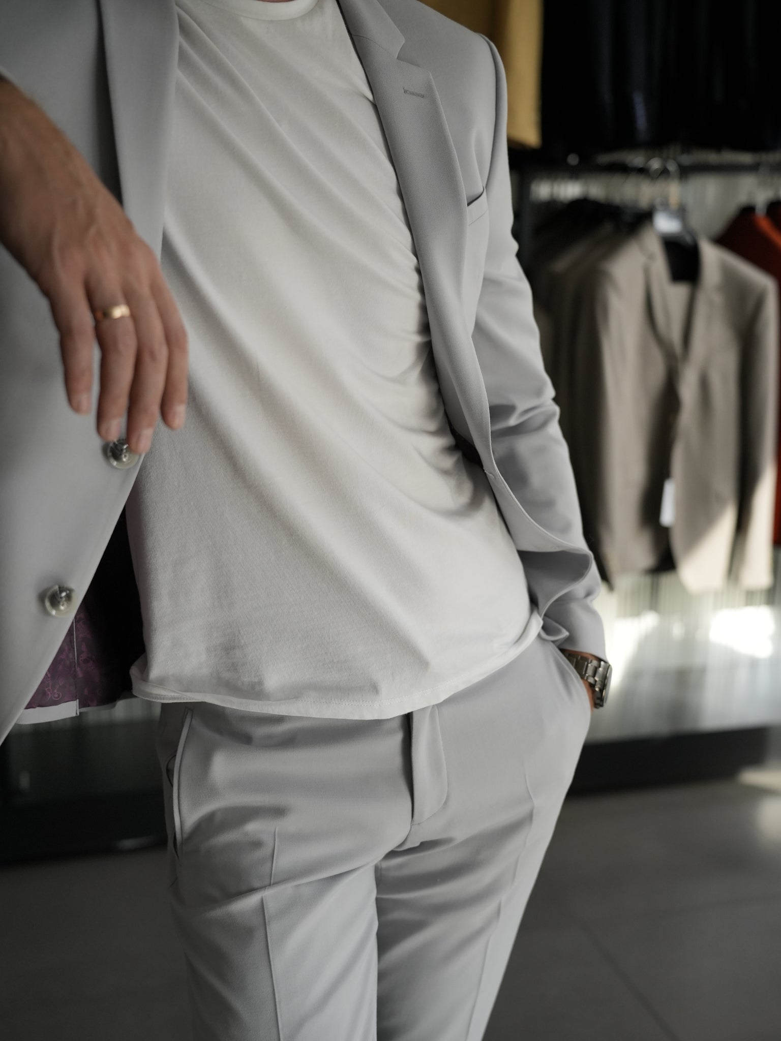 Light gray suit 100% wool