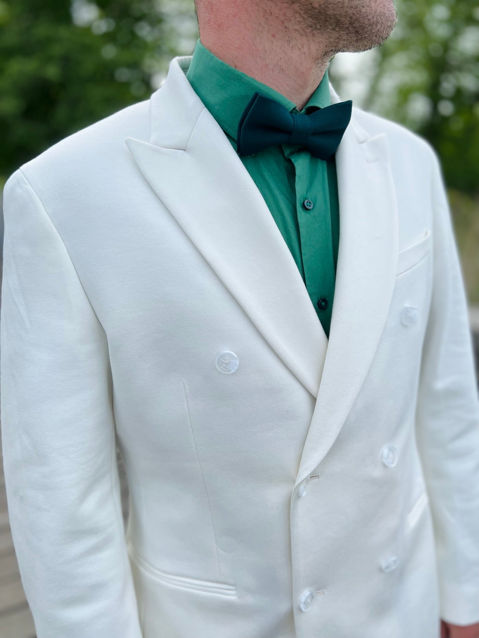 White double-breasted suit